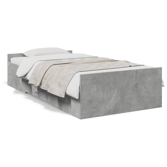 vidaXL Bed Frame | Concrete grey | Engineered wood | Small Single | Bed Frame