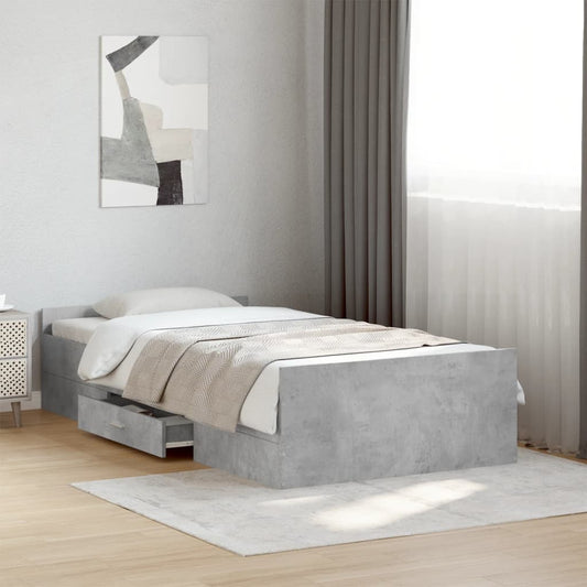 vidaXL Bed Frame | Concrete grey | Engineered wood | Small Single | Bed Frame