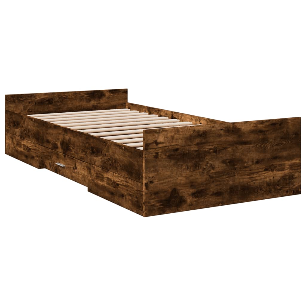 vidaXL Bed Frame | Smoked Oak | Engineered wood, Plywood | Small Single