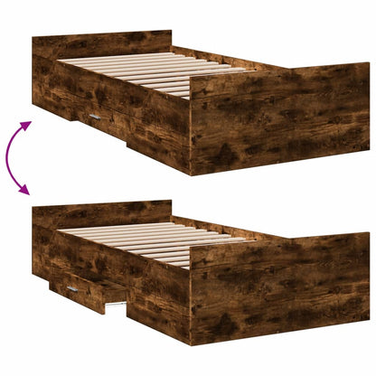 vidaXL Bed Frame | Smoked Oak | Engineered wood, Plywood | Small Single