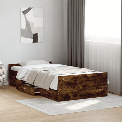 vidaXL Bed Frame | Smoked Oak | Engineered wood, Plywood | Small Single