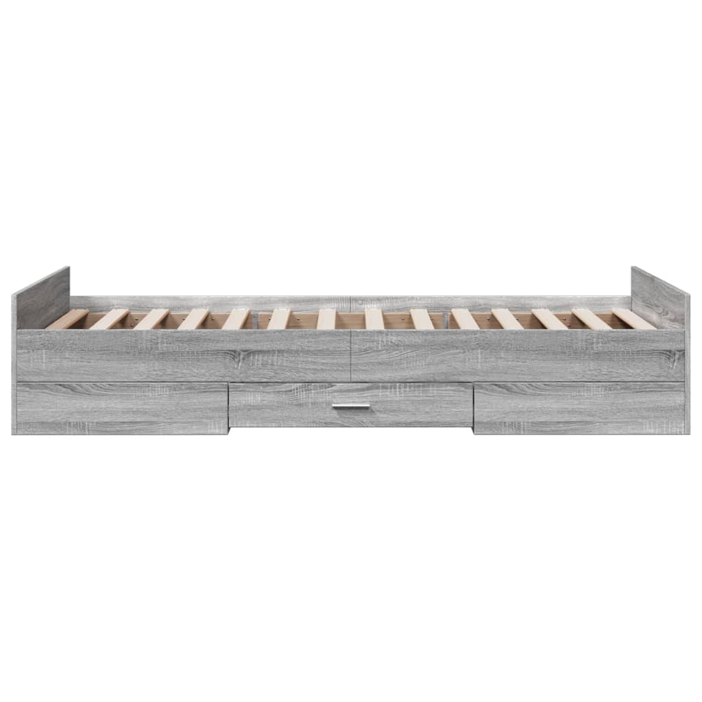 vidaXL Bed Frame | Grey Sonoma | Engineered Wood | 75 x 190 cm Small Single