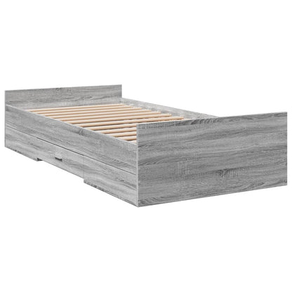 vidaXL Bed Frame | Grey Sonoma | Engineered Wood | 75 x 190 cm Small Single