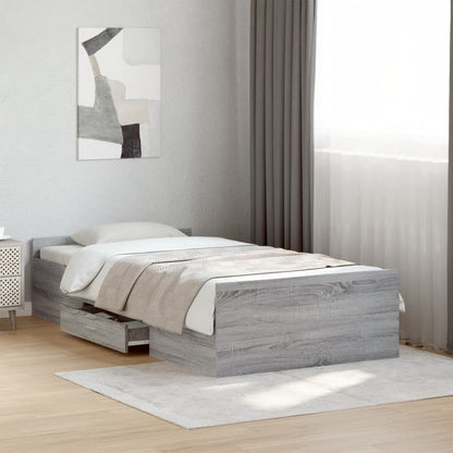 vidaXL Bed Frame | Grey Sonoma | Engineered Wood | 75 x 190 cm Small Single