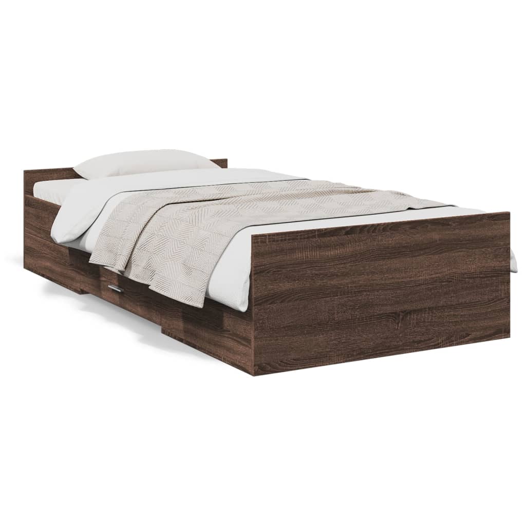 vidaXL Bed Frame | Brown oak | Engineered wood | Small Single | Bed Frame