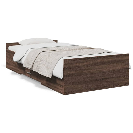 vidaXL Bed Frame | Brown oak | Engineered wood | Small Single | Bed Frame