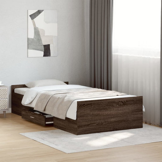 vidaXL Bed Frame | Brown oak | Engineered wood | Small Single | Bed Frame