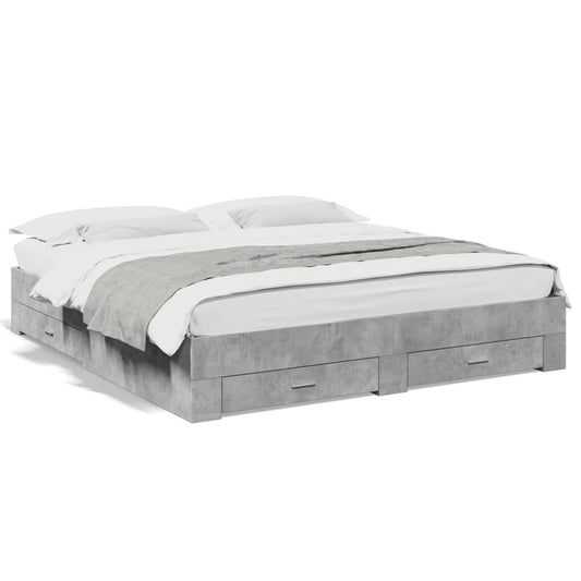 vidaXL Bed Frame with Drawers without Mattress Concrete Grey 200x200 cm