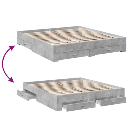 vidaXL Bed Frame with Drawers without Mattress Concrete Grey 200x200 cm