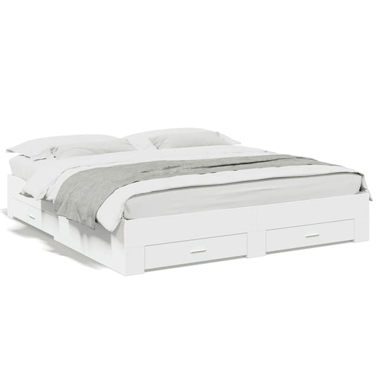 vidaXL Bed Frame | White | Engineered wood, Plywood | Super King | Bed Frame