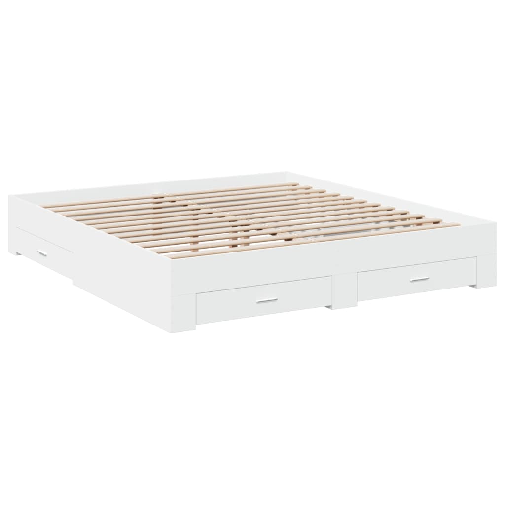 vidaXL Bed Frame | White | Engineered wood, Plywood | Super King | Bed Frame