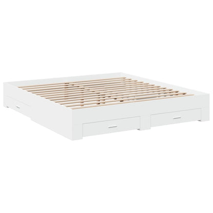 vidaXL Bed Frame | White | Engineered wood, Plywood | Super King | Bed Frame