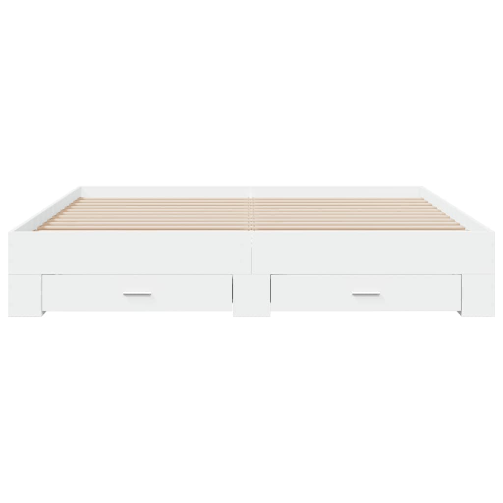 vidaXL Bed Frame | White | Engineered wood, Plywood | Super King | Bed Frame