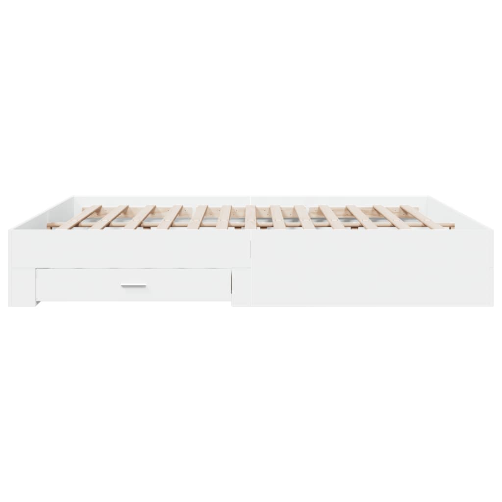 vidaXL Bed Frame | White | Engineered wood, Plywood | Super King | Bed Frame