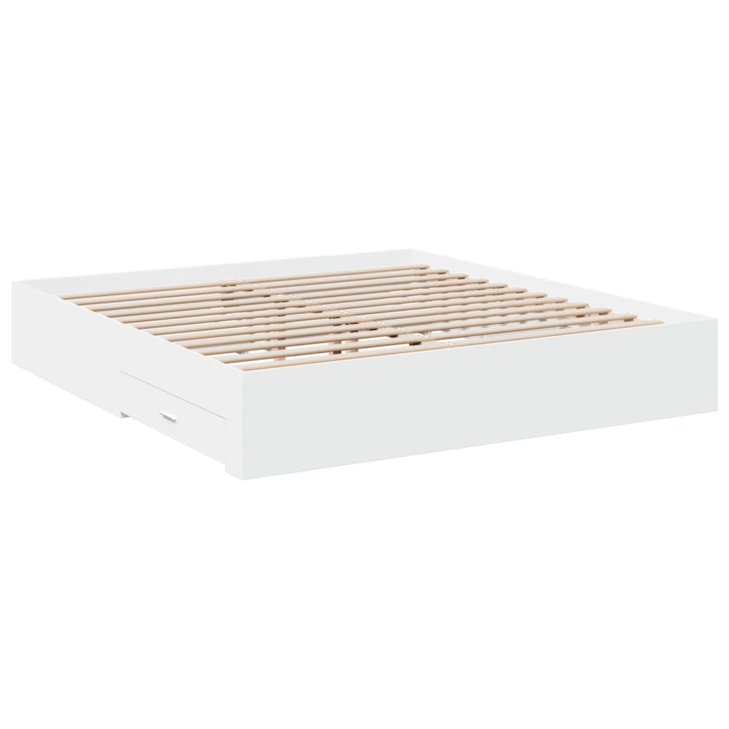 vidaXL Bed Frame | White | Engineered wood, Plywood | Super King | Bed Frame