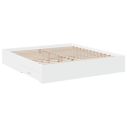 vidaXL Bed Frame | White | Engineered wood, Plywood | Super King | Bed Frame