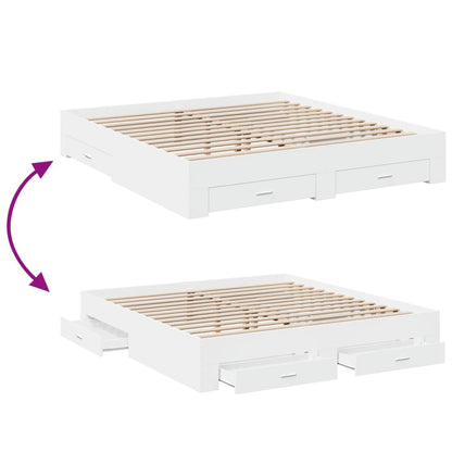 vidaXL Bed Frame | White | Engineered wood, Plywood | Super King | Bed Frame
