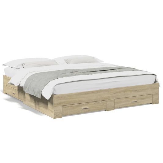 vidaXL Bed Frame | Sonoma oak | Engineered wood | Super King Size | Bed Frame