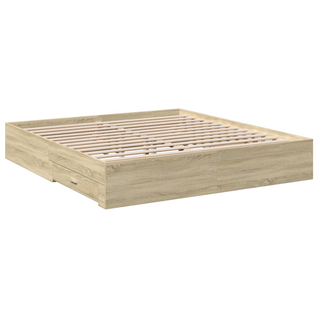 vidaXL Bed Frame | Sonoma oak | Engineered wood | Super King Size | Bed Frame
