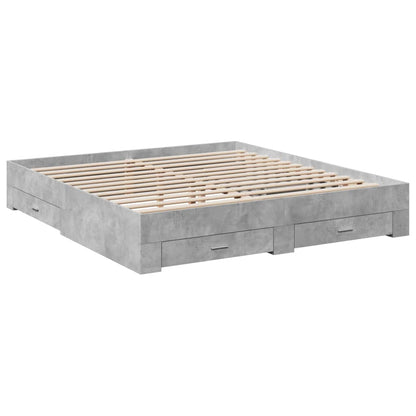vidaXL Bed Frame | Concrete Grey | Engineered wood, Plywood | Super King