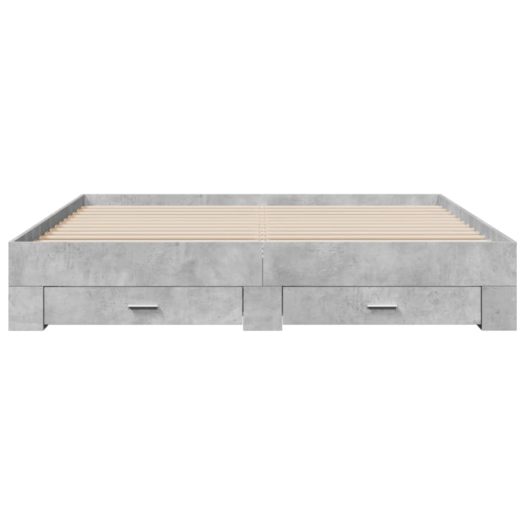 vidaXL Bed Frame | Concrete Grey | Engineered wood, Plywood | Super King