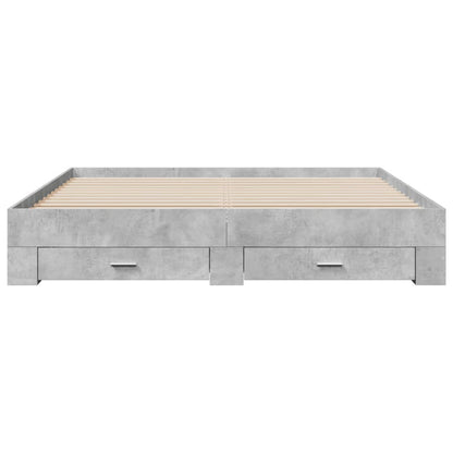 vidaXL Bed Frame | Concrete Grey | Engineered wood, Plywood | Super King