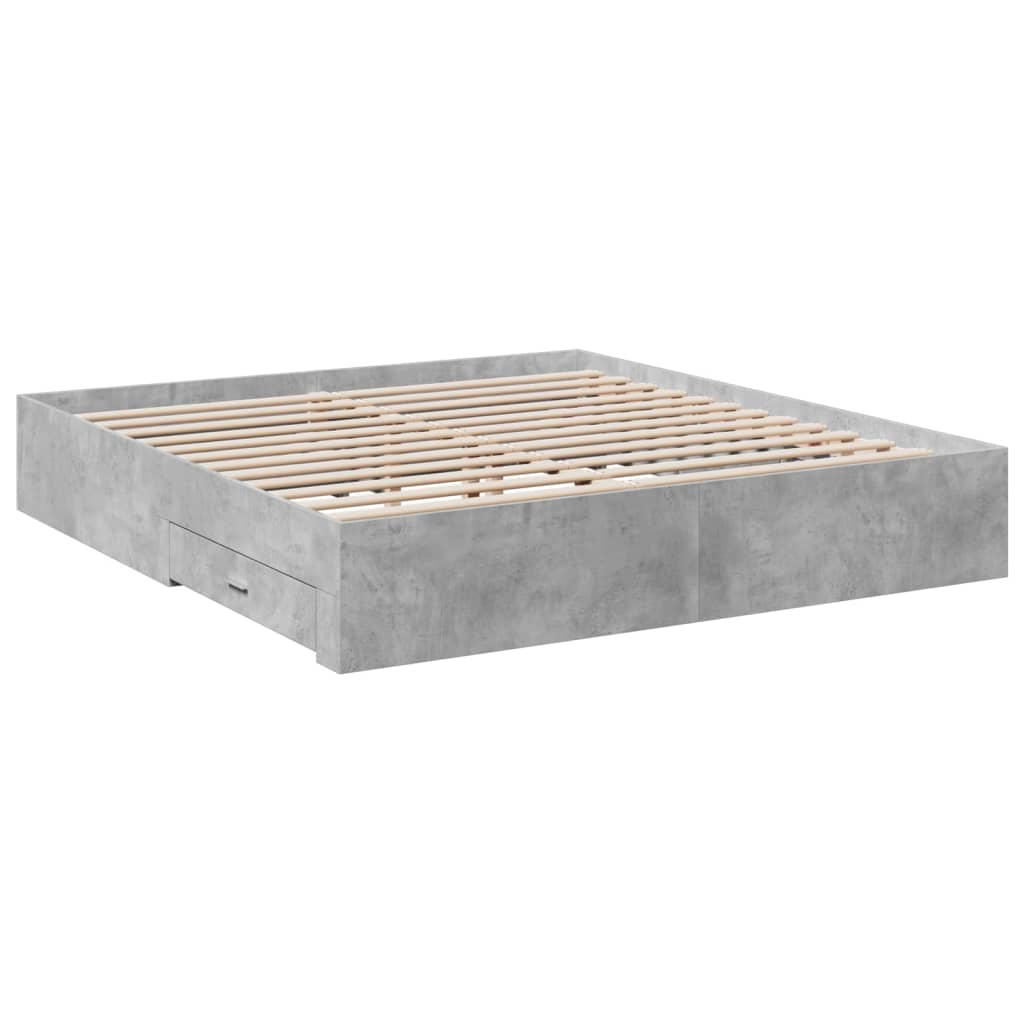 vidaXL Bed Frame | Concrete Grey | Engineered wood, Plywood | Super King