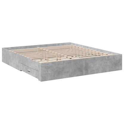 vidaXL Bed Frame | Concrete Grey | Engineered wood, Plywood | Super King