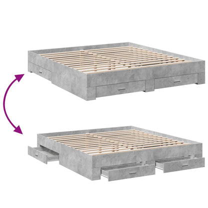 vidaXL Bed Frame | Concrete Grey | Engineered wood, Plywood | Super King