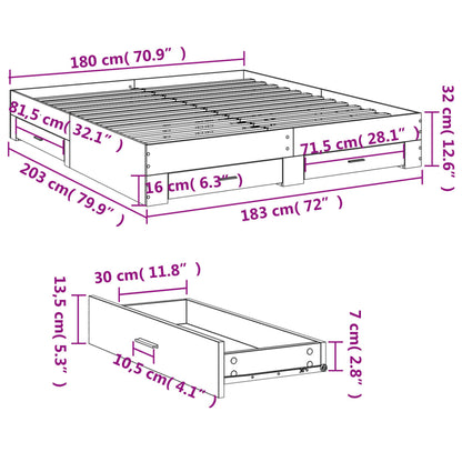 vidaXL Bed Frame | Concrete Grey | Engineered wood, Plywood | Super King