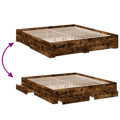 vidaXL Bed Frame | Smoked Oak | Engineered Wood | Super King | Bed Frame