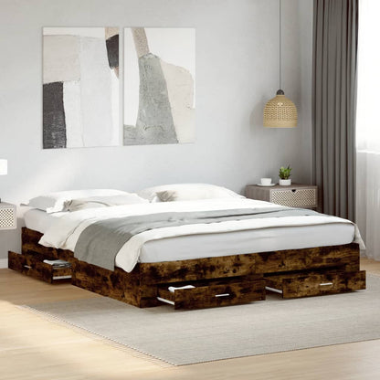 vidaXL Bed Frame | Smoked Oak | Engineered Wood | Super King | Bed Frame