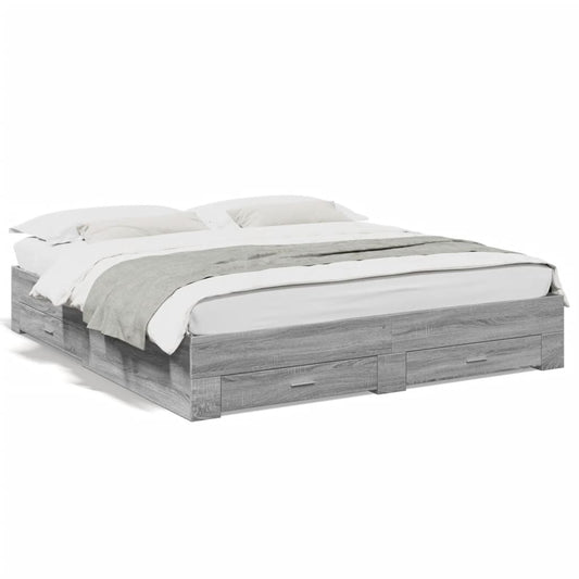 vidaXL Bed Frame | Grey Sonoma | Engineered wood, Plywood