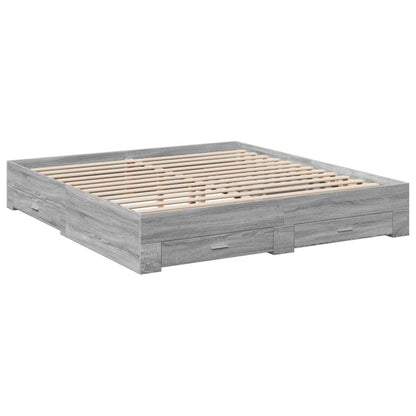 vidaXL Bed Frame | Grey Sonoma | Engineered wood, Plywood