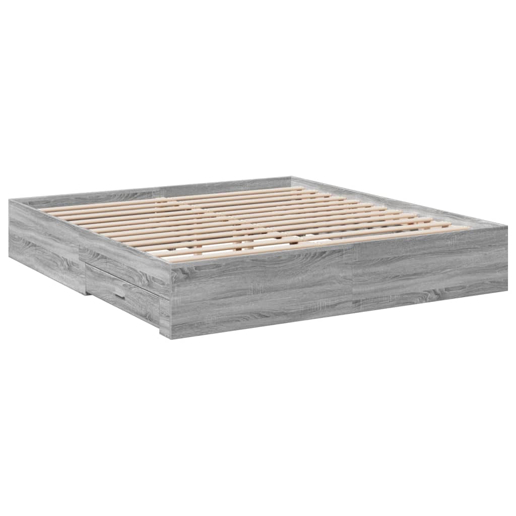vidaXL Bed Frame | Grey Sonoma | Engineered wood, Plywood