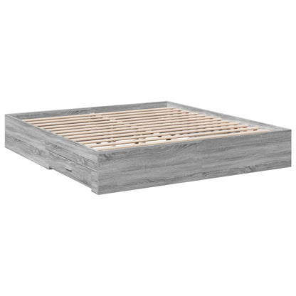 vidaXL Bed Frame | Grey Sonoma | Engineered wood, Plywood