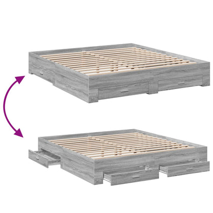 vidaXL Bed Frame | Grey Sonoma | Engineered wood, Plywood