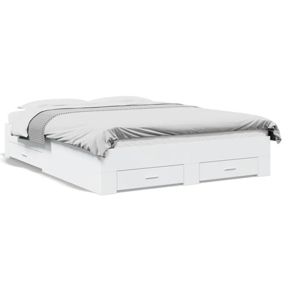vidaXL Bed Frame | White | Engineered Wood | Double | Bed Frame | Rectangular