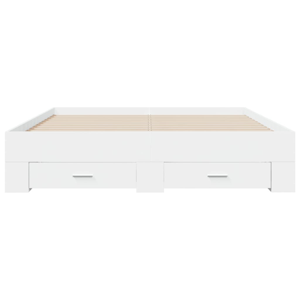 vidaXL Bed Frame | White | Engineered Wood | Double | Bed Frame | Rectangular