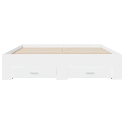 vidaXL Bed Frame | White | Engineered Wood | Double | Bed Frame | Rectangular