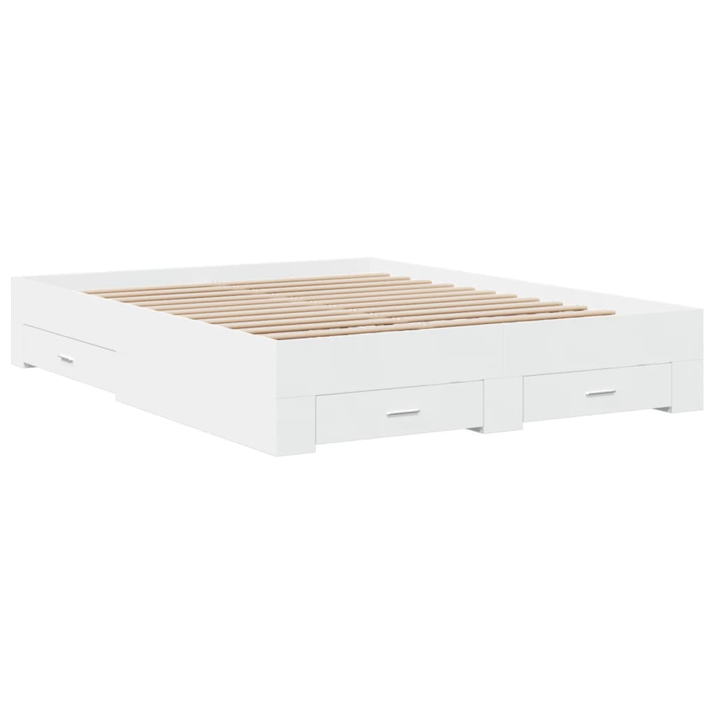 vidaXL Bed Frame | White | Engineered Wood | Double | Bed Frame | Rectangular