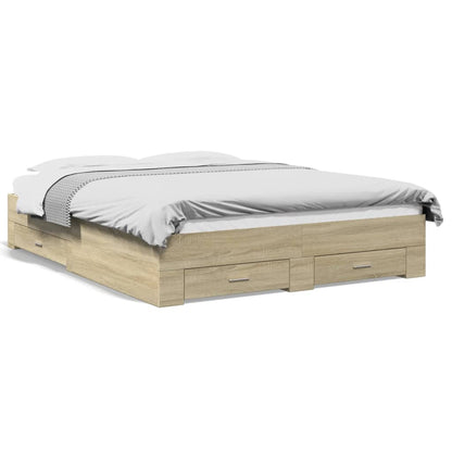 vidaXL Bed Frame | Sonoma oak | Engineered wood, Plywood | 160x200 cm
