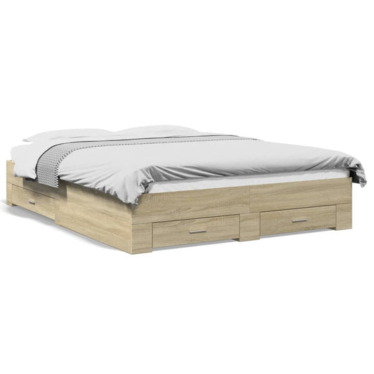 vidaXL Bed Frame | Sonoma oak | Engineered wood, Plywood | 160x200 cm