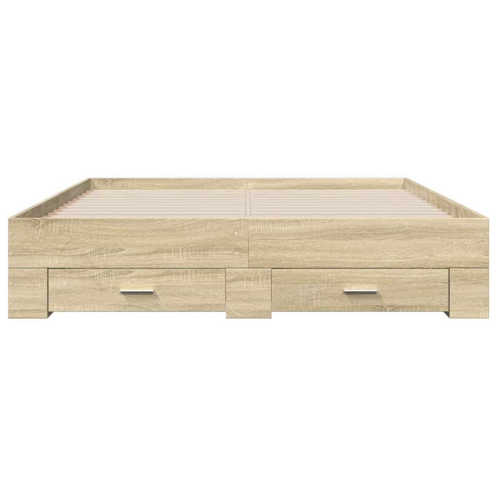 vidaXL Bed Frame | Sonoma oak | Engineered wood, Plywood | 160x200 cm