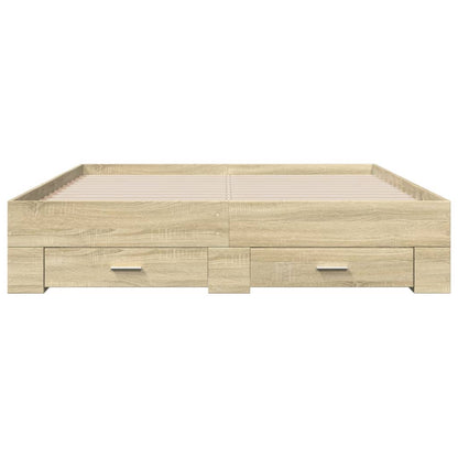 vidaXL Bed Frame | Sonoma oak | Engineered wood, Plywood | 160x200 cm