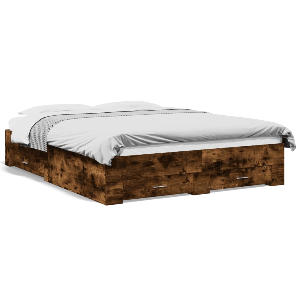 vidaXL Bed Frame | Smoked Oak | Engineered Wood | Double | Bed Frame