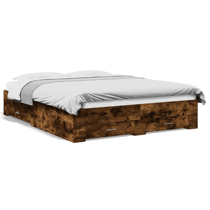 vidaXL Bed Frame | Smoked Oak | Engineered Wood | Double | Bed Frame