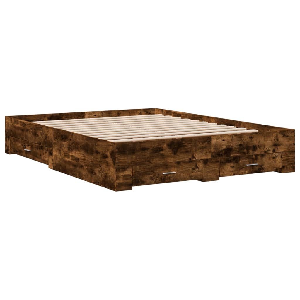 vidaXL Bed Frame | Smoked Oak | Engineered Wood | Double | Bed Frame