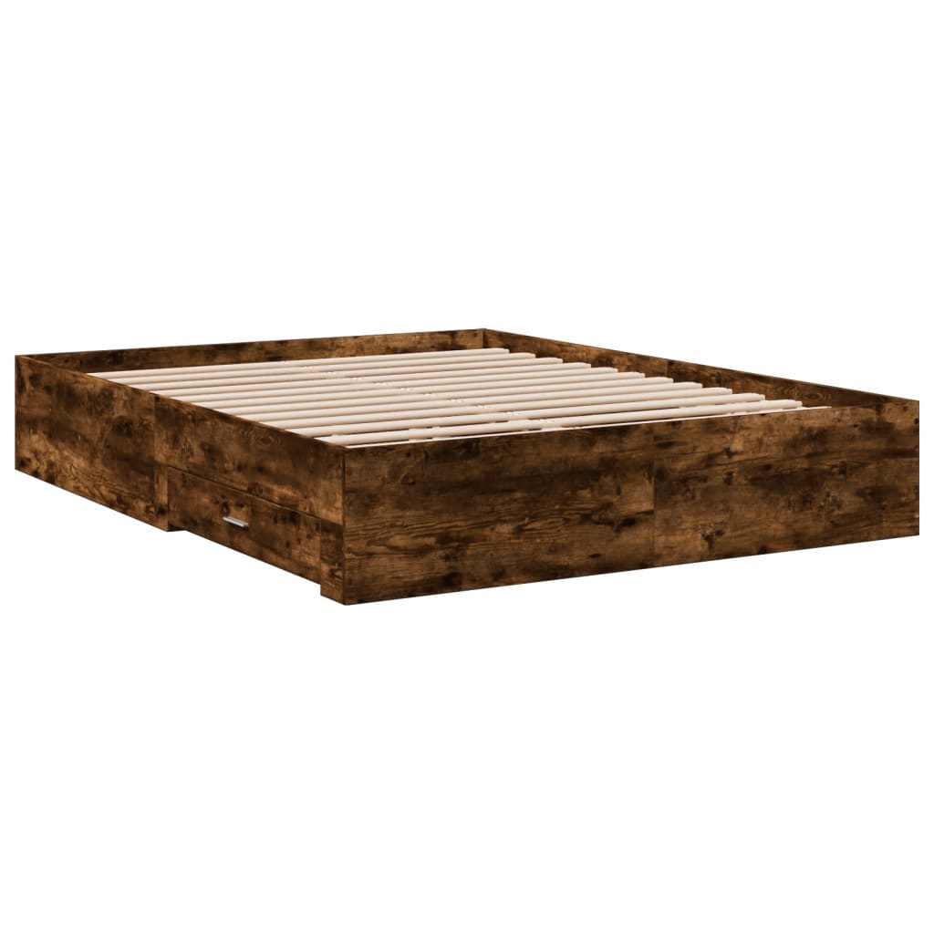 vidaXL Bed Frame | Smoked Oak | Engineered Wood | Double | Bed Frame