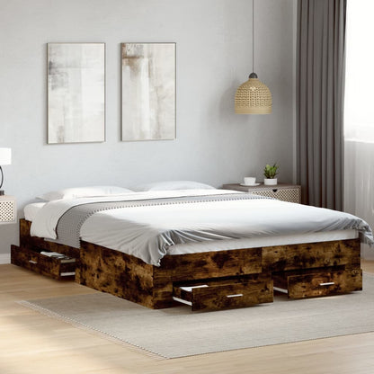 vidaXL Bed Frame | Smoked Oak | Engineered Wood | Double | Bed Frame